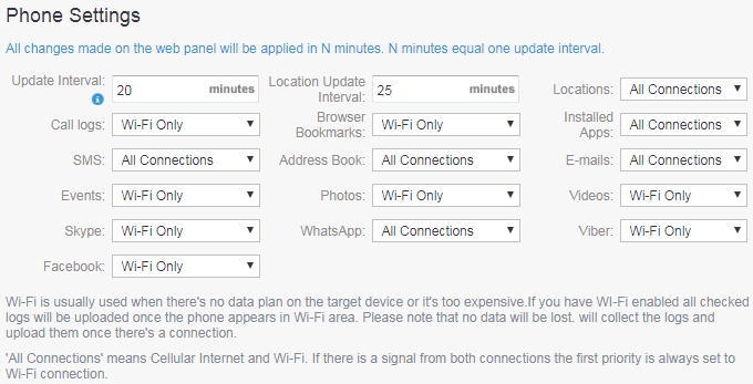 mspy settings