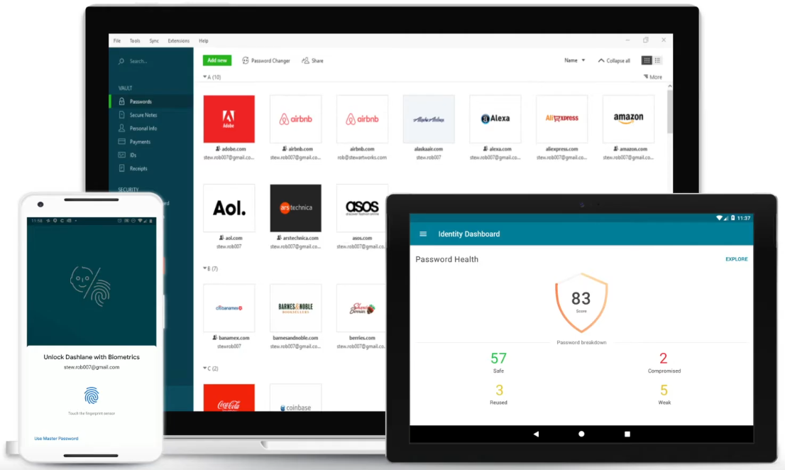 Dashlane interface